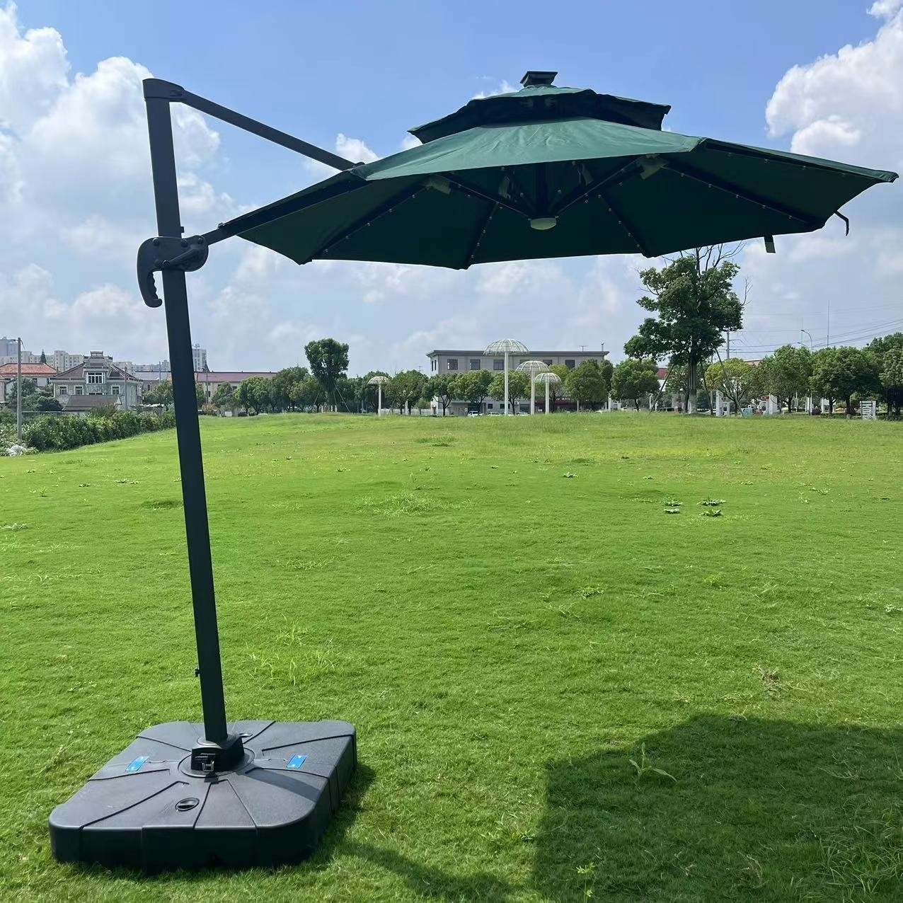 Sun Solar Led Panels Light Patio Roma Parasol Roman Umbrella Manufacturer Fancy Outdoor Steel Outdoor Furniture Modern 3M 1.5m