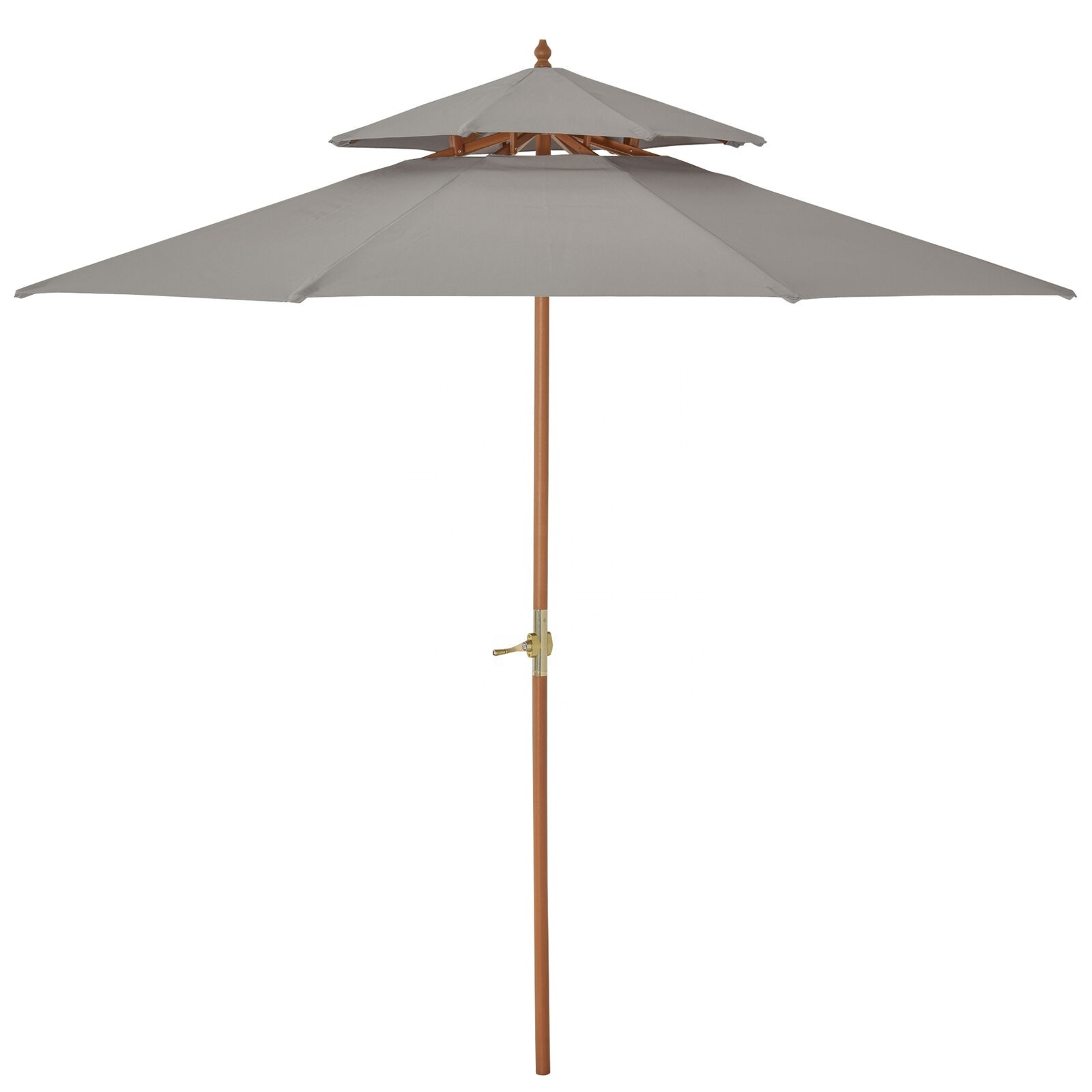 Customization 9FT/2.7M 8 Ribs Wood Patio Parasol Sun Shade Outdoor Garden Umbrella Canopy Grey with Crank Handle