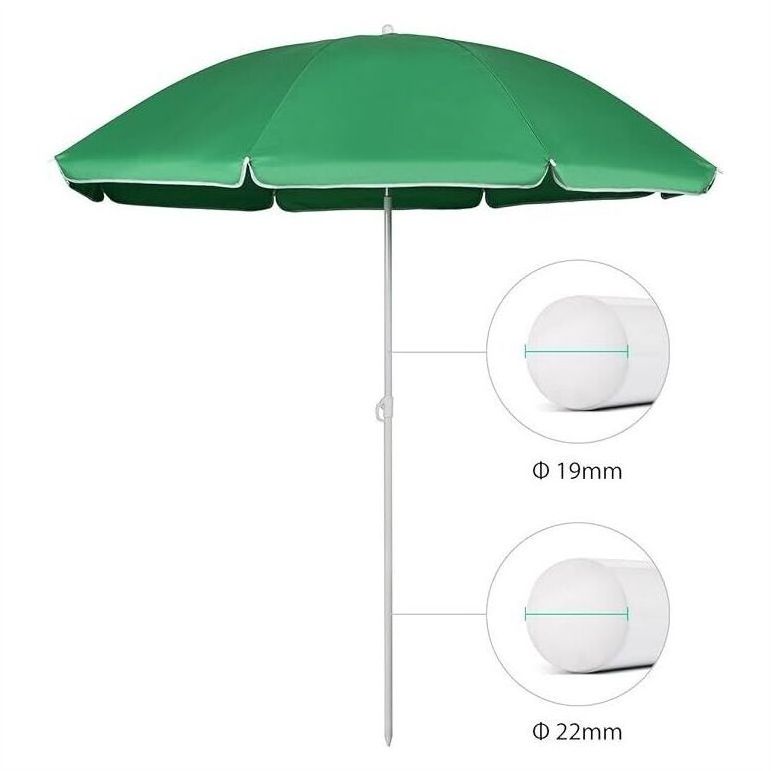 1.6m Parasol with Eight Ribs Tilt Angle Adjustable Height and Cover Boho Beach Umbrella