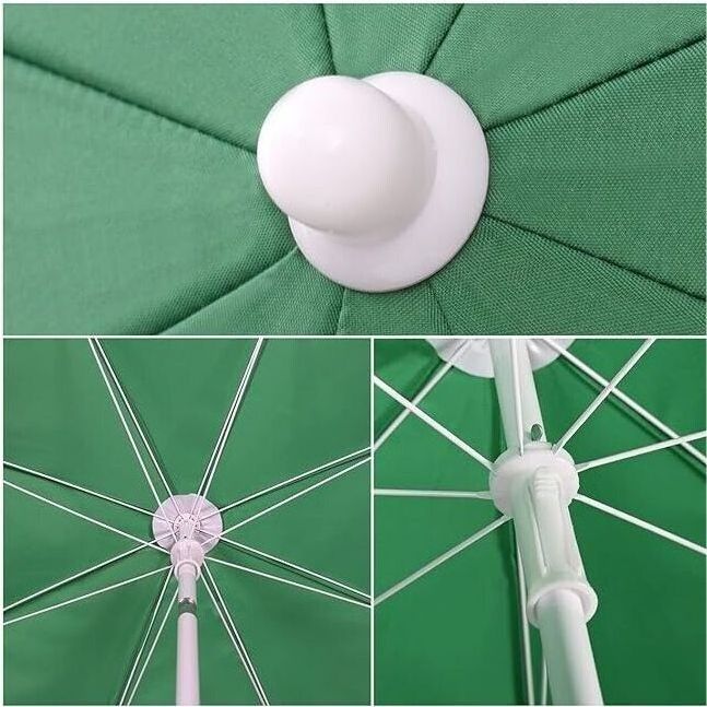 1.6m Parasol with Eight Ribs Tilt Angle Adjustable Height and Cover Boho Beach Umbrella