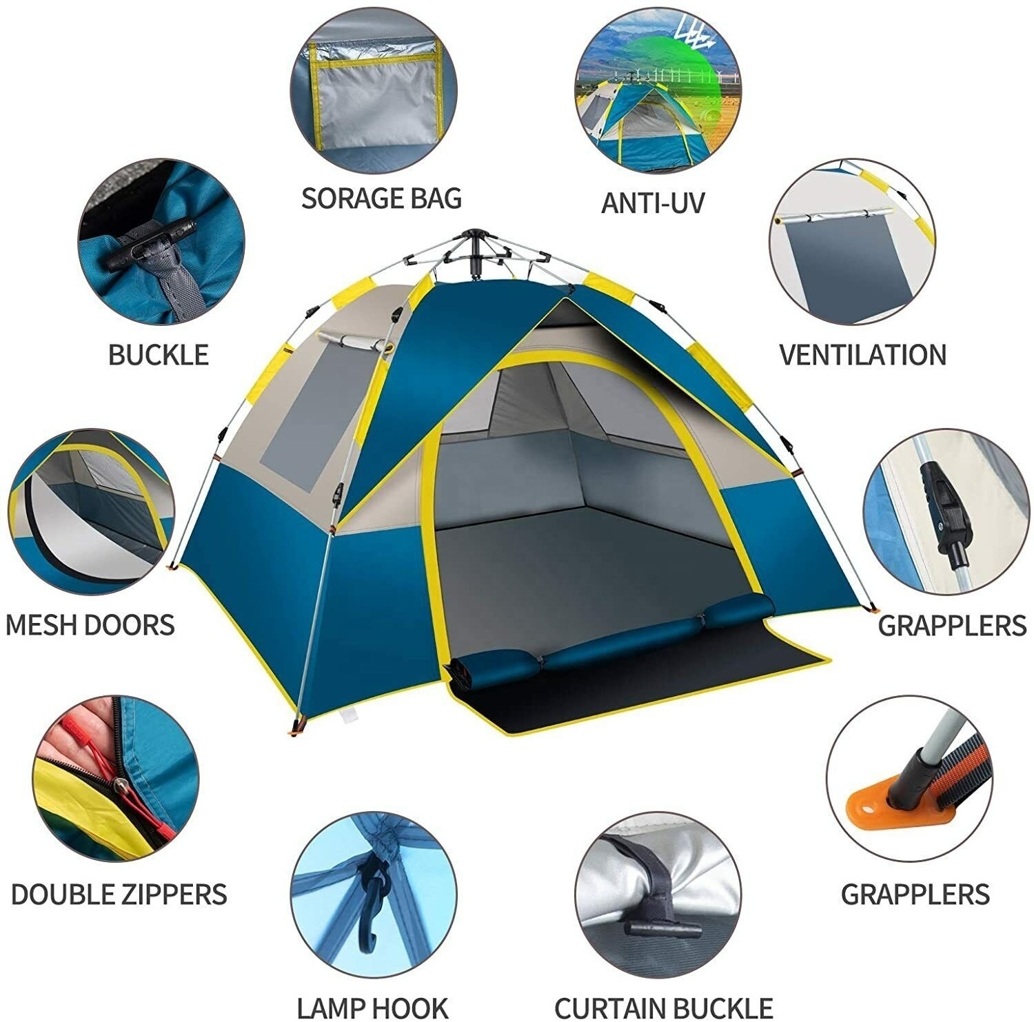 2024 hot sale automatic camping tent for 3-4 man outdoor camping tent