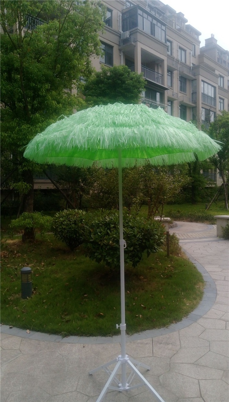 Cheap Hawaii Beach Umbrella Umbrella with Tilt PP Straw Fabric Customized Outdoor Furniture Modern Stainless Steel Pole 100 8pcs