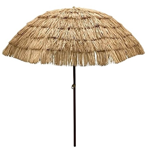 Cheap Hawaii Beach Umbrella Umbrella with Tilt PP Straw Fabric Customized Outdoor Furniture Modern Stainless Steel Pole 100 8pcs