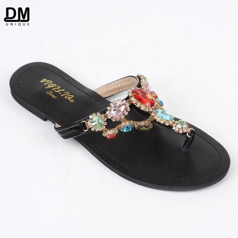 DM African Flat Rhinestone Sandals Casual Female Footwear Women Flip Flop Sandals Slippers