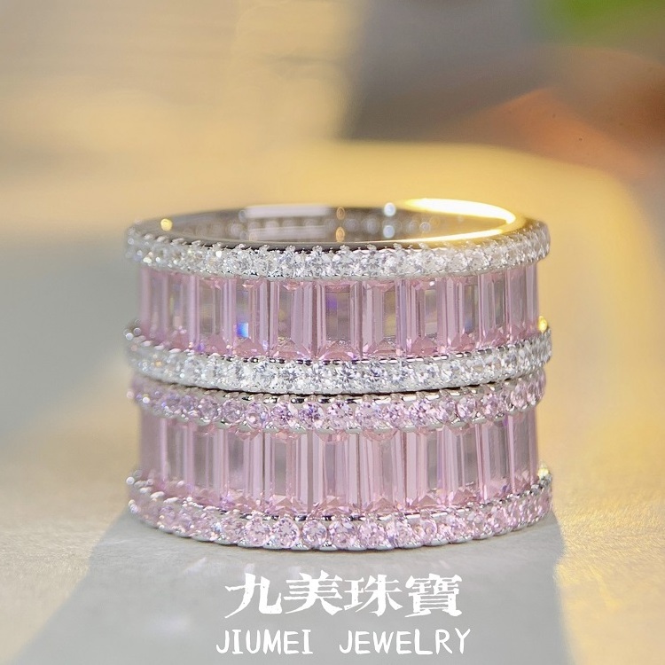 New Luxury Silver 925 Jewelry CZ 5A Colored Cubic Zirconia Zircon Rings Red Iced out Personalized Wholesale Price Wedding Rings