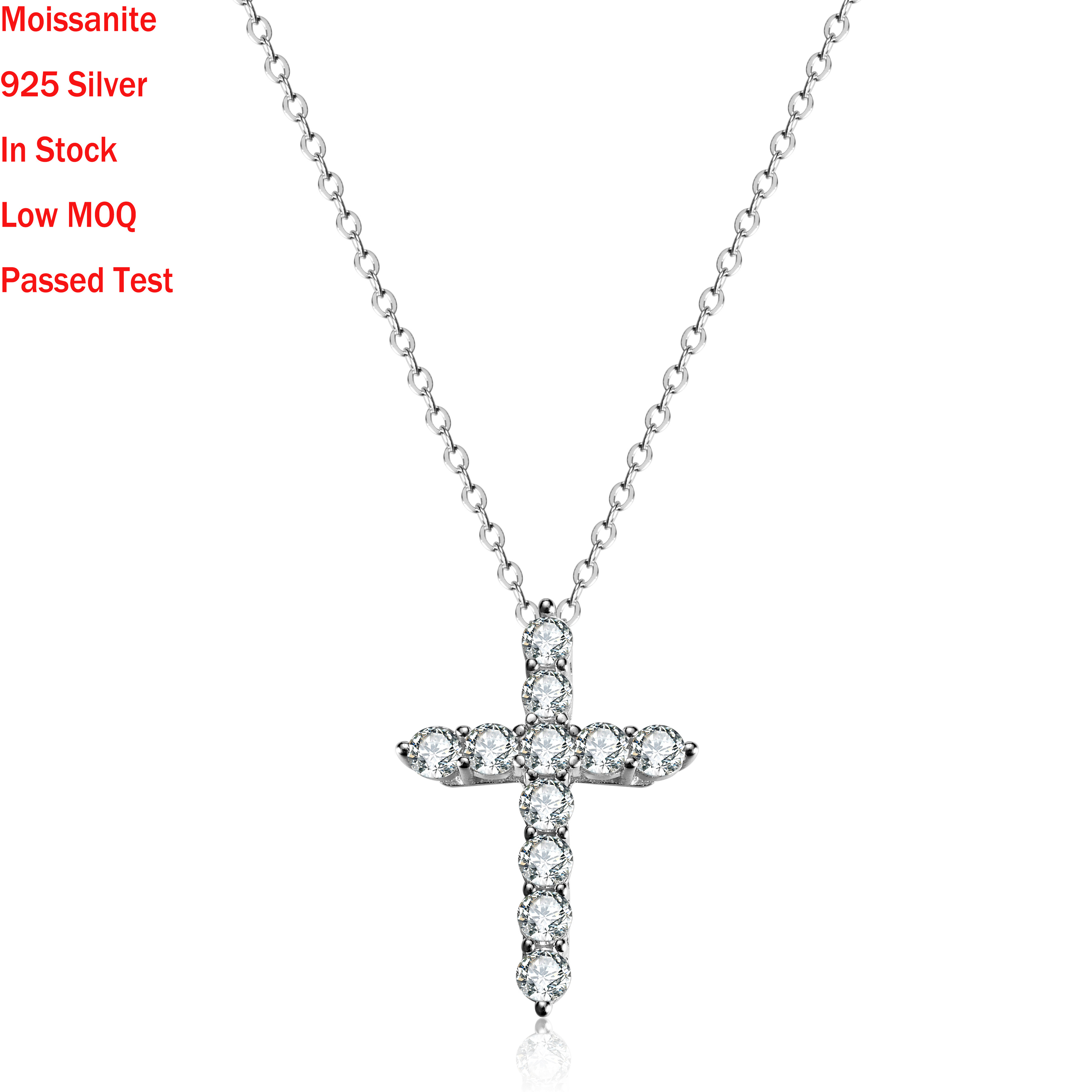 Sterling Silver Cross Pendant With VVS Moissanite Stone Iced Out Moissanite Cross Pendant Necklace