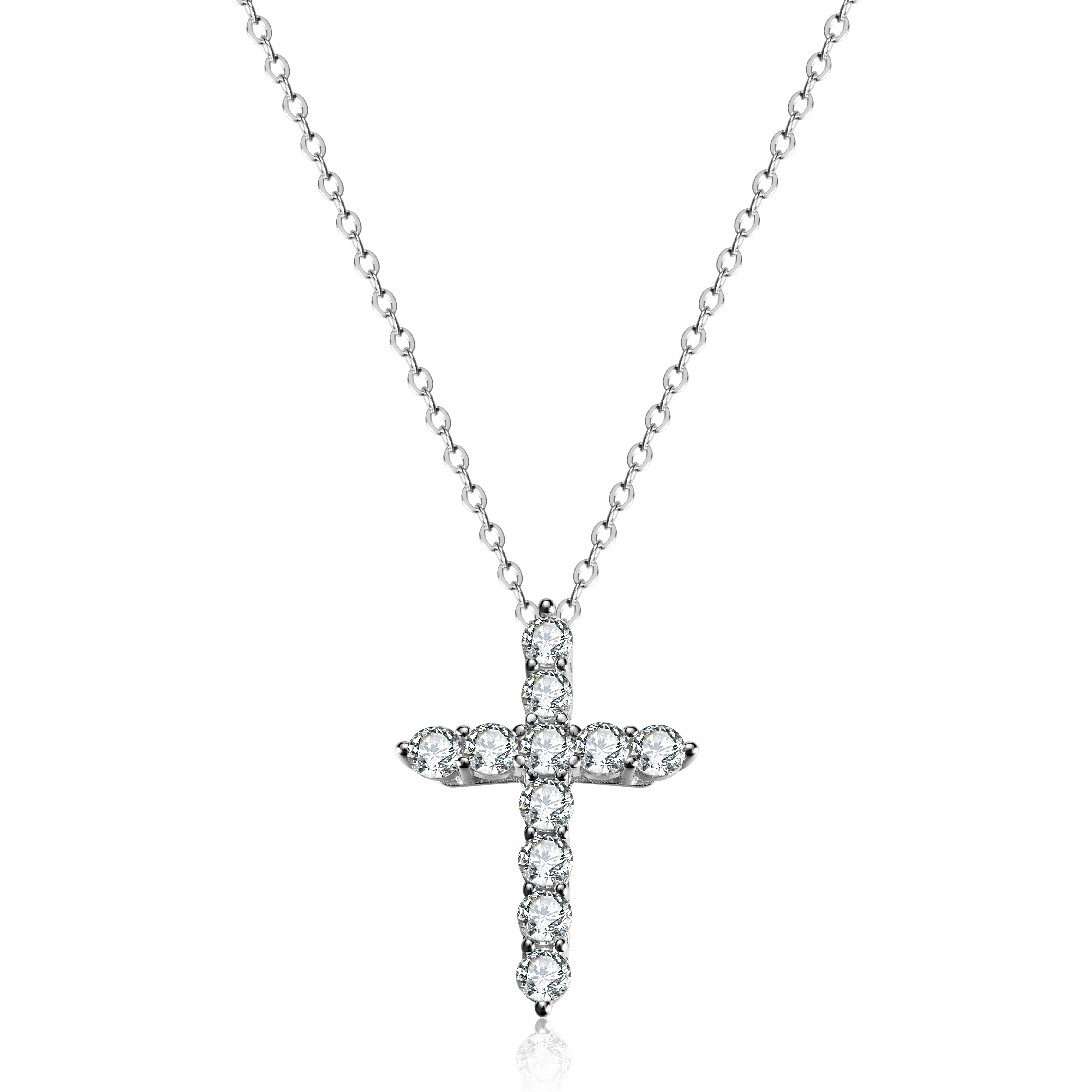 Sterling Silver Cross Pendant With VVS Moissanite Stone Iced Out Moissanite Cross Pendant Necklace