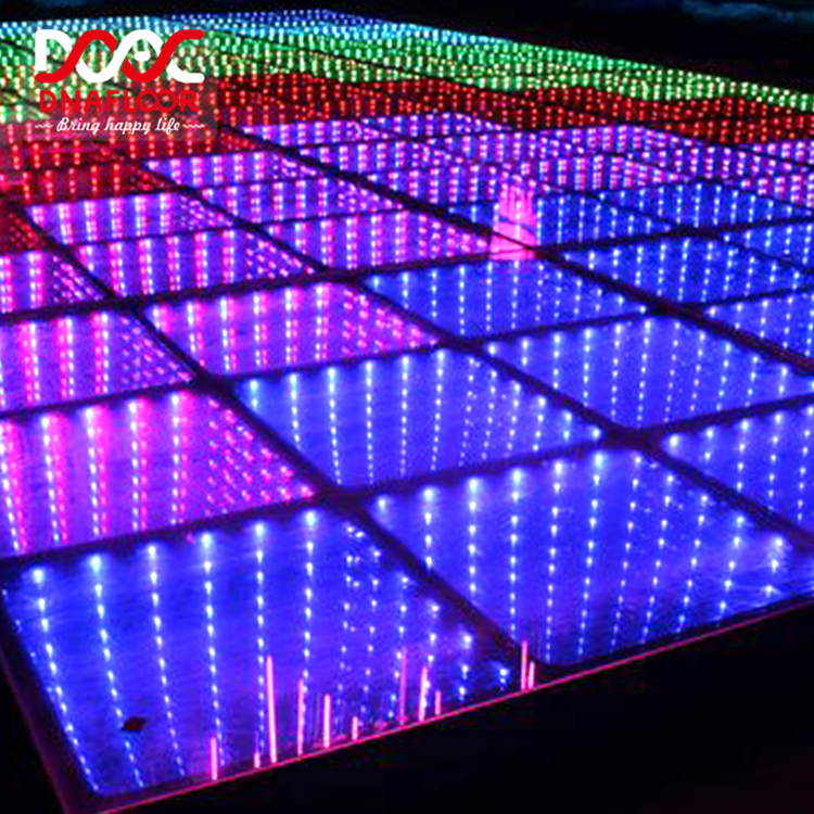 DNA illusion 3D led dance floor infinity glass club light up panel for party wedding