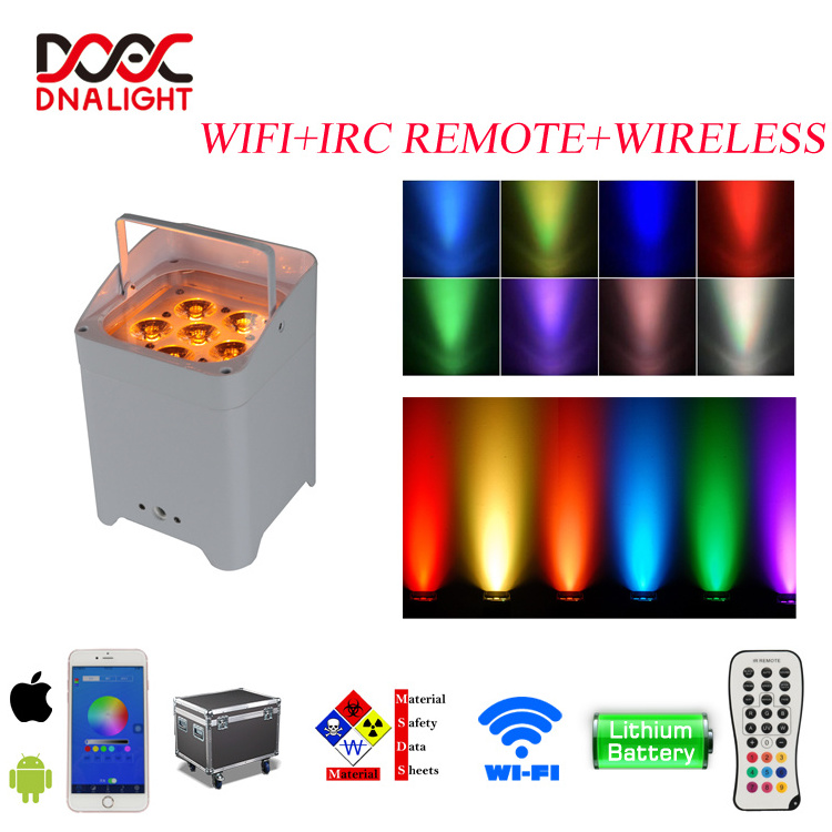 Wireless dmx LED  6*18w IR Remote DJ Par Light RGBWA UV Battery Uplights 6in1 Freedom DJ Par Light for weddings