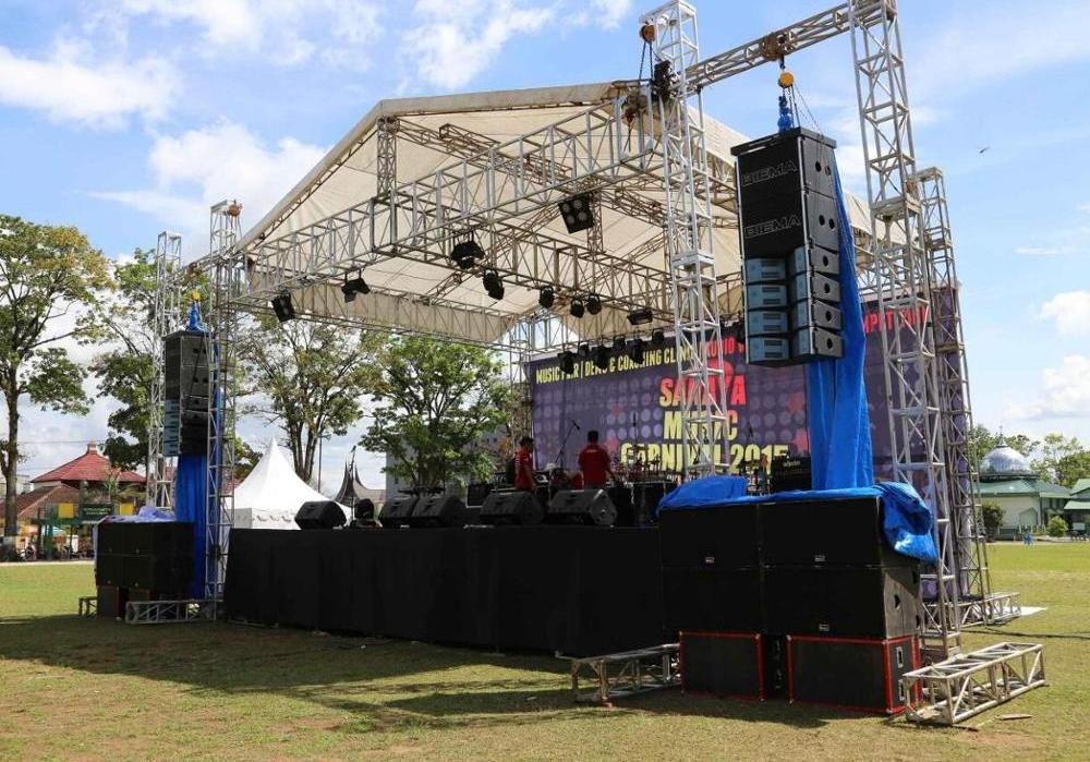 Mini stand  display manual hoist truss for hanging led screen video wall, jbl line array dj speaker lighting truss lift tower