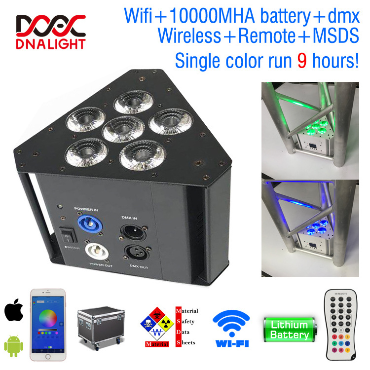 Factory Price 12*18W Triangle Led Up Light Led Par Ir Remote Dmx Wifi Mobile Control Battery Power For Stage Party Show 20 Hours