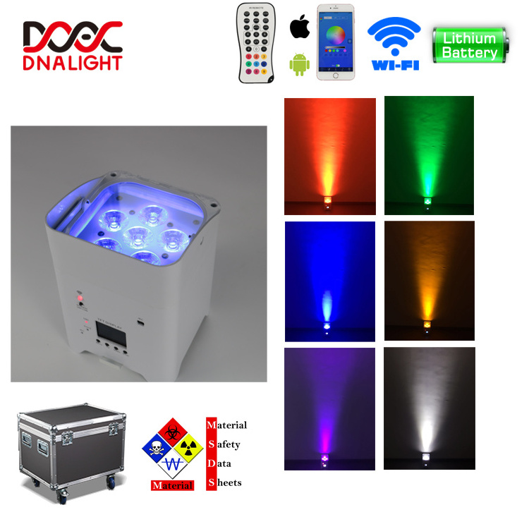 Wireless dmx LED  6*18w IR Remote DJ Par Light RGBWA UV Battery Uplights 6in1 Freedom DJ Par Light for weddings