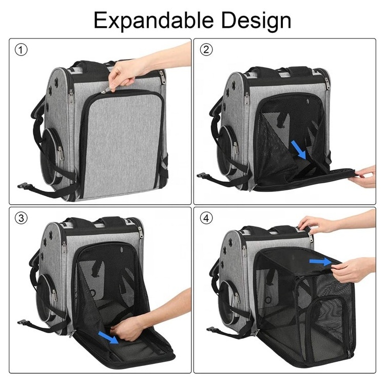 Expandable Portable Pet large capacity Airline Approved fashion Travel mesh puppy cat carrier backpack pet carrier bag