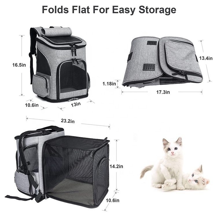 Expandable Mesh Breathable Foldable Multifunction Outdoors Custom Pet Travel Cat Backpack Carrier for puppy dog