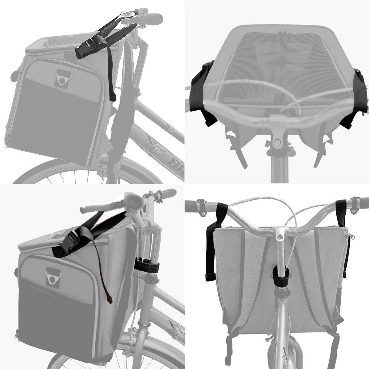 Expandable Foldable Soft-Sided Pet Dog Carrier Bike Basket Safe Dog Backpack Bicycle Pet Carrier