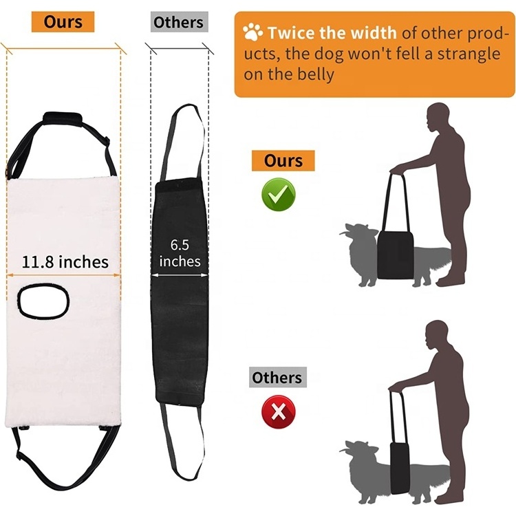 New design Wider emergency Dog rescue Lift Harness with Urination Hole pet sling carrier for Small Dogs Hind Leg Support