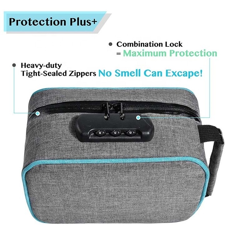 hot sale custom carbon lining Odor Proof Stash Case Container Smell Proof case Bag with Combination Lock for Herbs