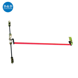 2 Latch Point Red Black Steel Concealed Type Exterior Exit Device Cross Bar Vertical Panic Hardware Bar