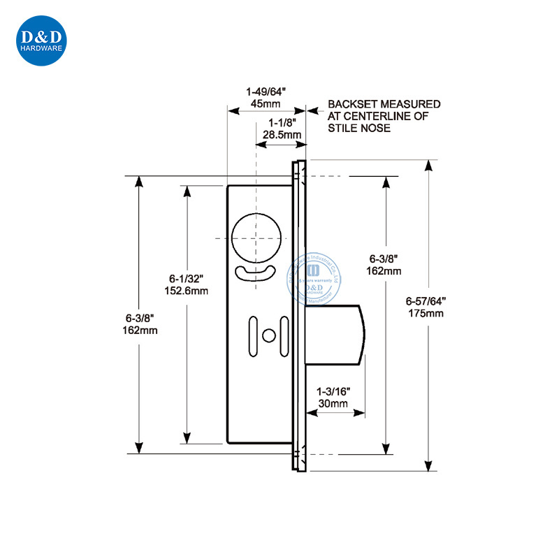 Stainless Steel High Quality Door Long Throw Deadlock Kit Lock with Mortise Key Cylinder