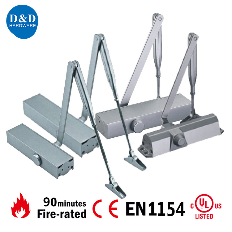 High Quality Aluminum 180 Degree CE fire rated overhead adjustable hydraulic Safety hold open door closer