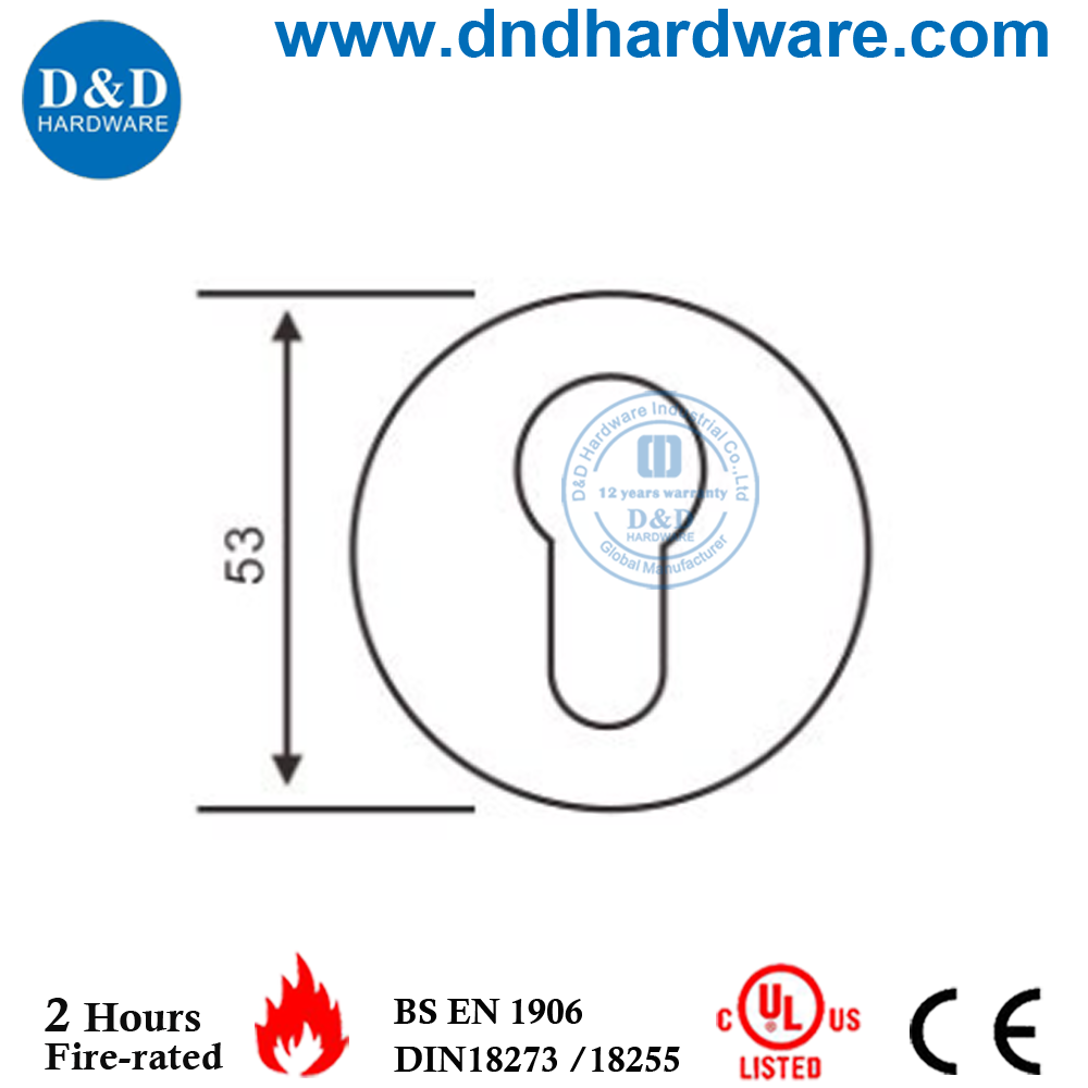 Euro Various finishes and shapes Cylinder Stainless steel door lever handle cover plate escutcheon