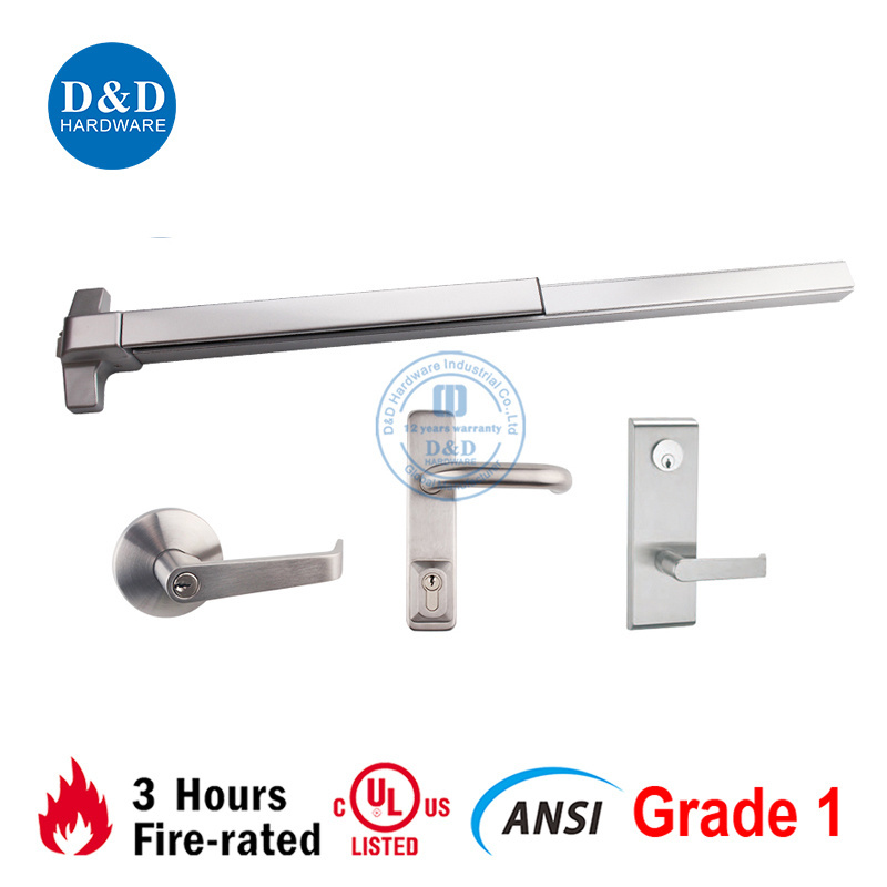 ANSI GRADE 1 UL10C UL305 Commercial Hardware SUS304 Fire Rated Escape Door Rim Type Panic Touch Push Bar