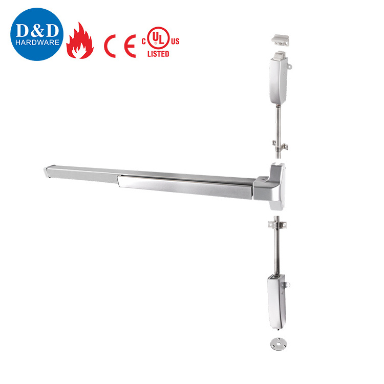 UL10C UL305  ANSI GRADE 1 Steel Vertical Rod Fire Panic Push Bar for Emergency Exit Double Door