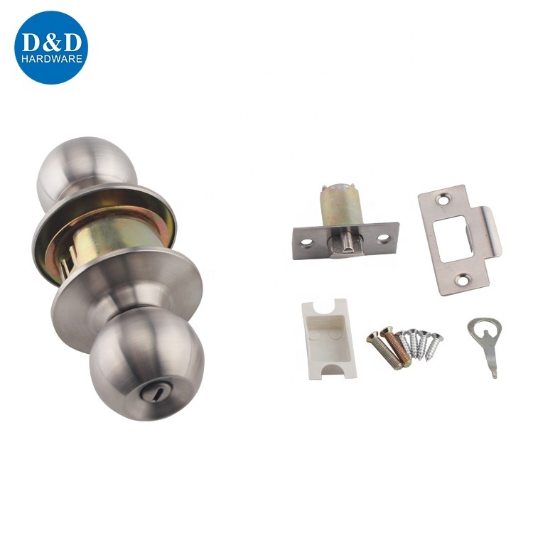 Privacy Keyed round stainless steel bathroom door Tubular knob cylindrical knob lock set