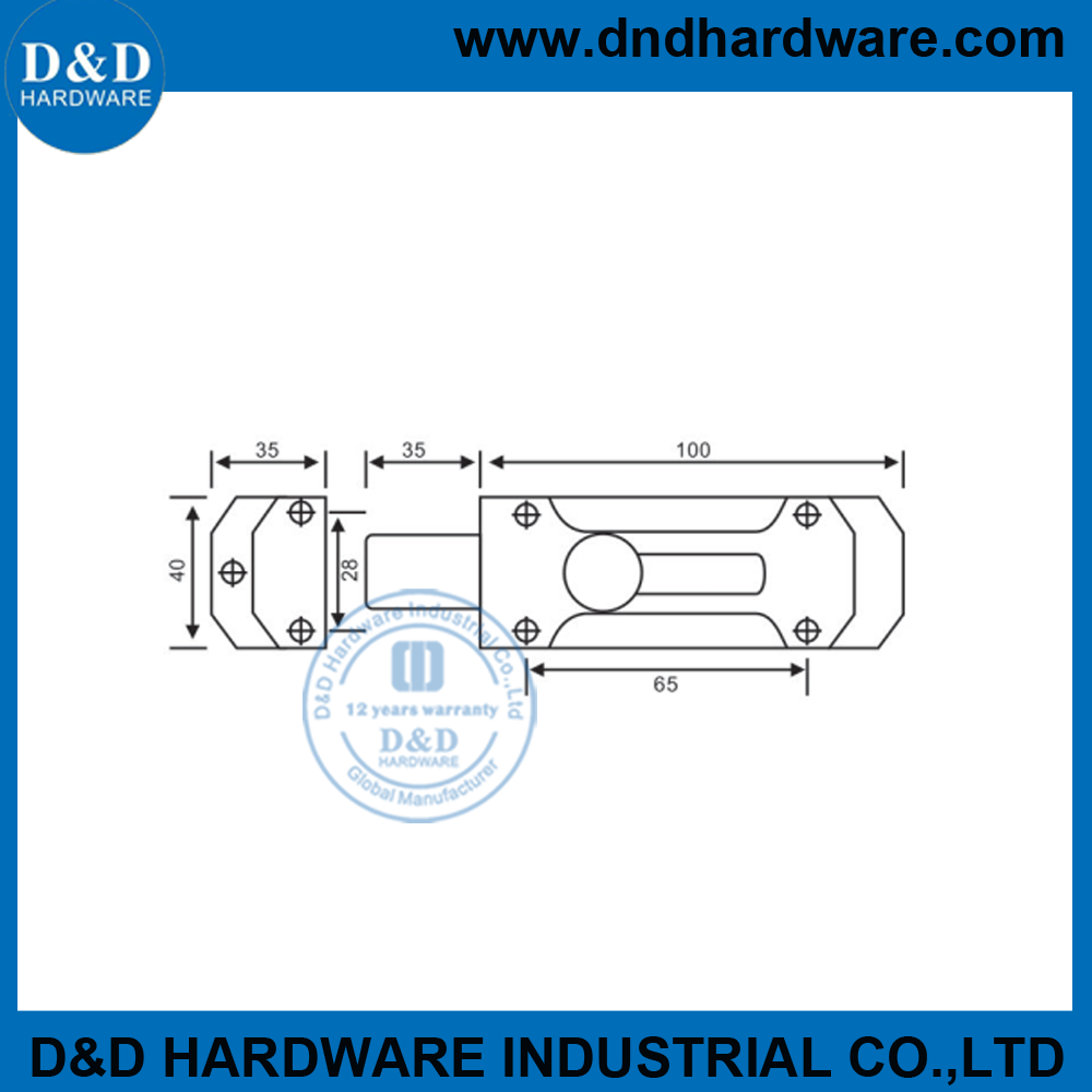 Zinc alloy heavy duty security barrel bolt for metal door