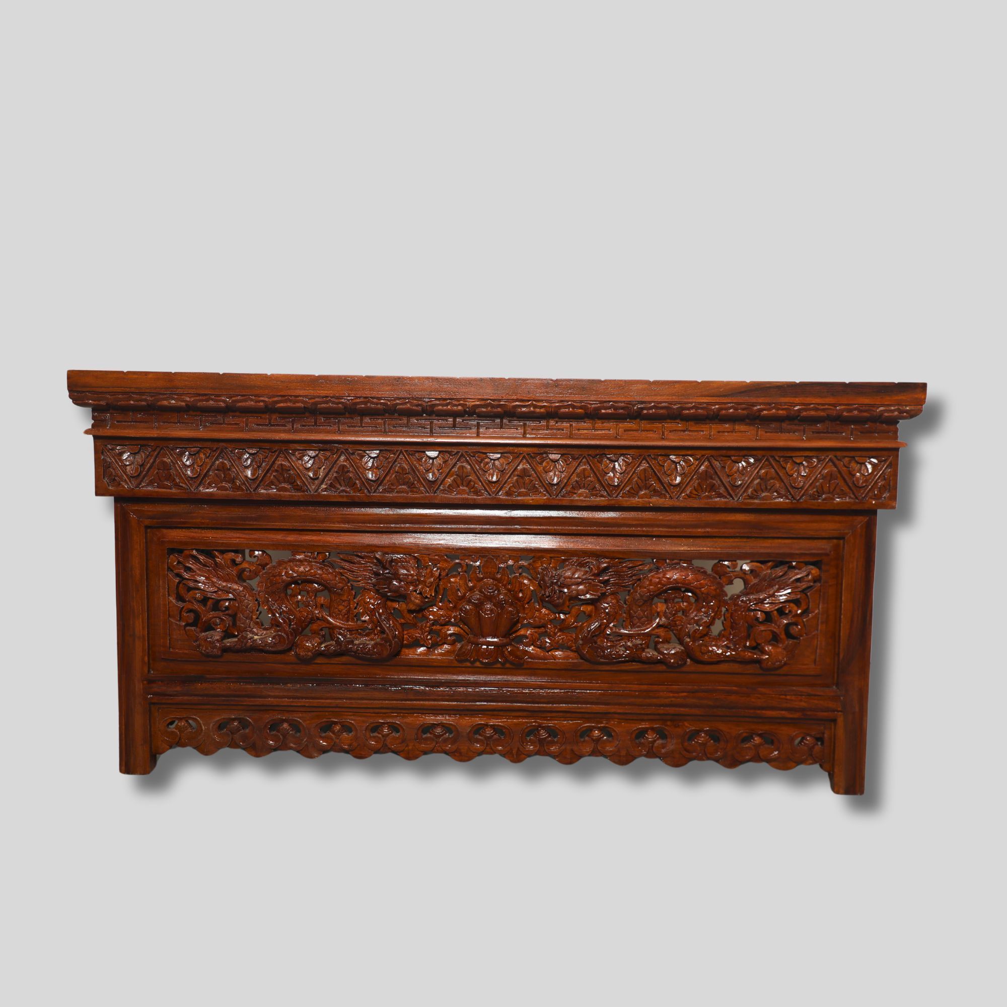 48 Inch Long High quality Tibetan alter furniture Wholesale | Hand Carved With Intricate Dragon Design Puja Table from Nepal