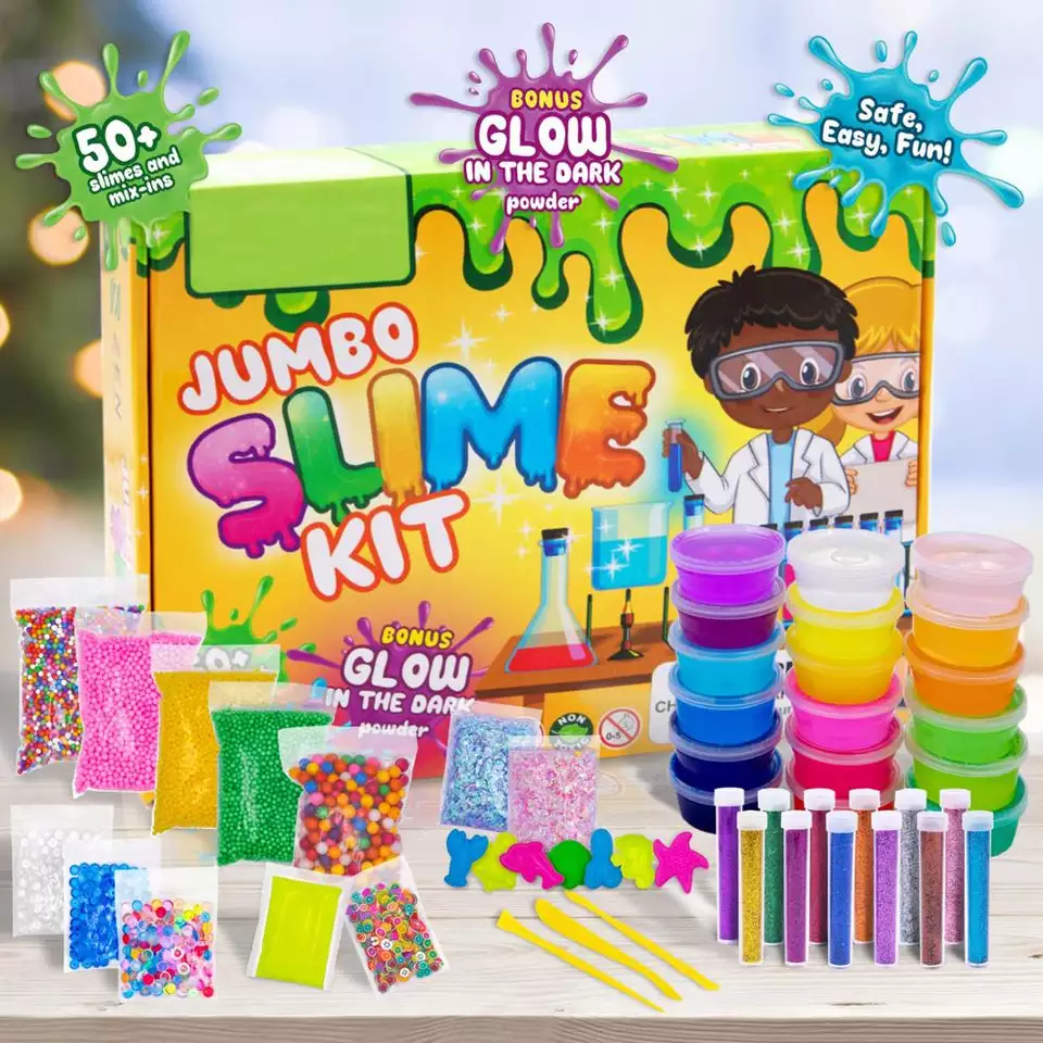 DIY Crystal Slime Supplies Slime Making Kit Comes with 18Colors Slime 6 Pack Colorful Foam Balls For Kids