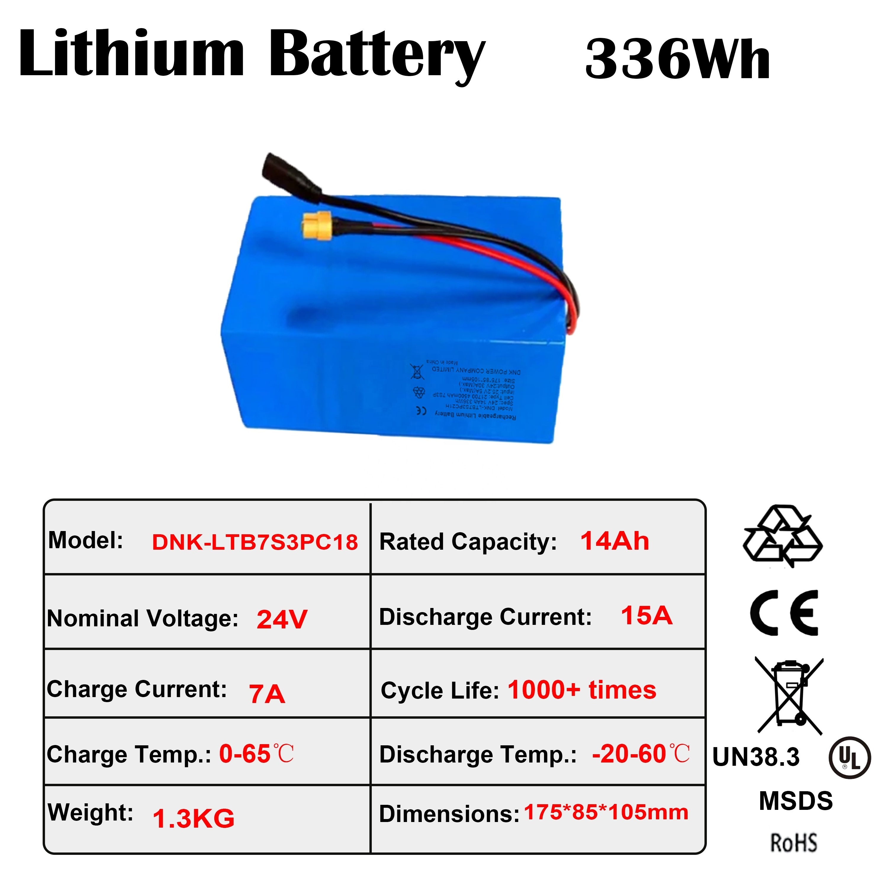 Rechargeable battery 24v 14Ah 336wh lithium ion battery pack for solar energy  customized 12V 24V 10Ah 25Ah 30Ah 45Ah 60Ah