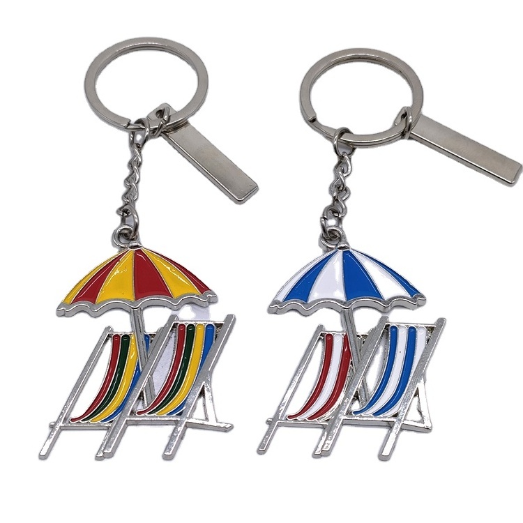 Customized Logo Metal Zinc Alloy Island Tropical Beach Chair Souvenir Party Favors Gift Keychain