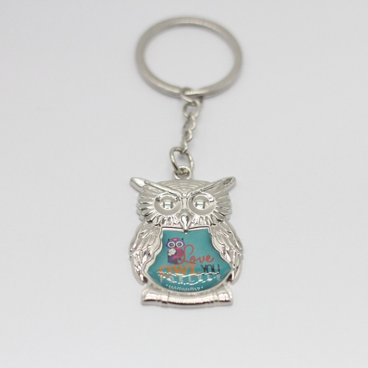 Customized tourist souvenir metal cute animal bird keychain owl key holder