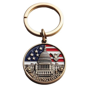 Custom Zinc Alloy Metal Washington DC Souvenir Spinning Building Keychain