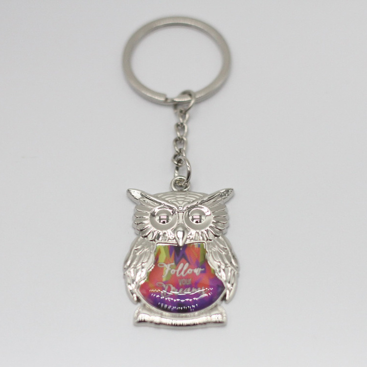 Customized tourist souvenir metal cute animal bird keychain owl key holder