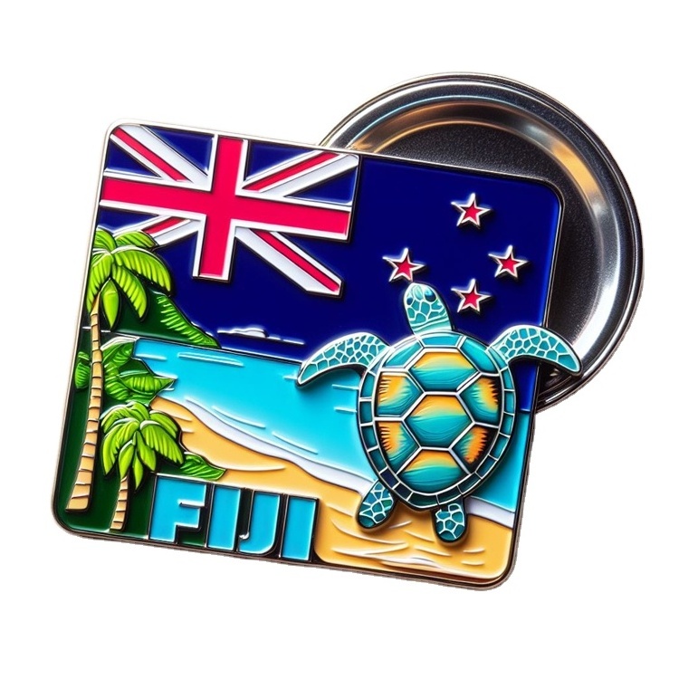 Factory Customized Logo Metal Sea Turtle Fiji Souvenir Fridge Magnet