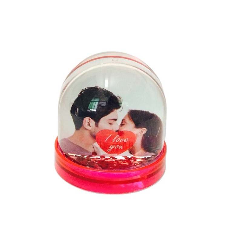 Wholesale acrylic plastic photo frame snow globe with photo insert