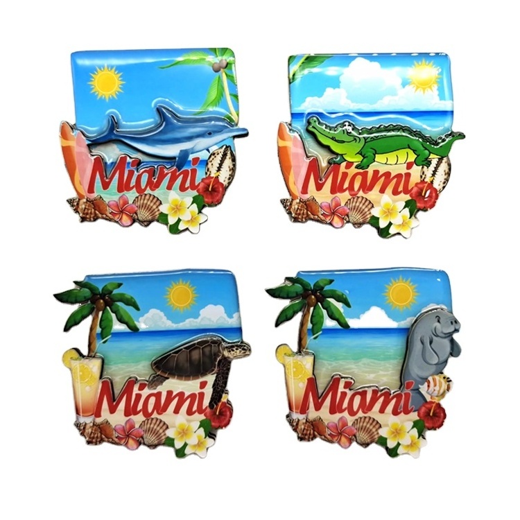 Custom Epoxy Wood Fridge Magnet South Beach Tourist Gift Miami Beach Souvenir Fridge Magnet