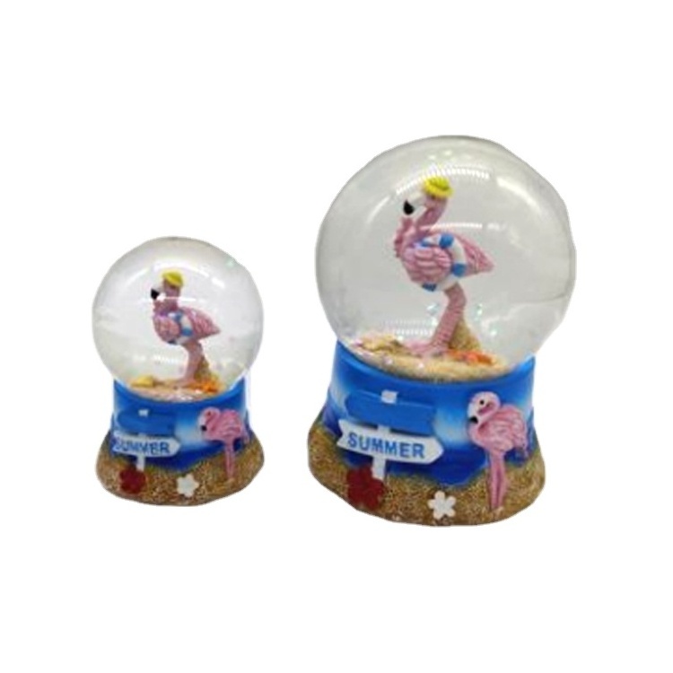 Tourist souvenir beach water globe  flamingo snow globe glitter resin water ball