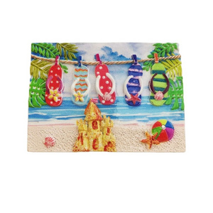 Resin print seaside beach souvenir flip flop slipper fridge magnet