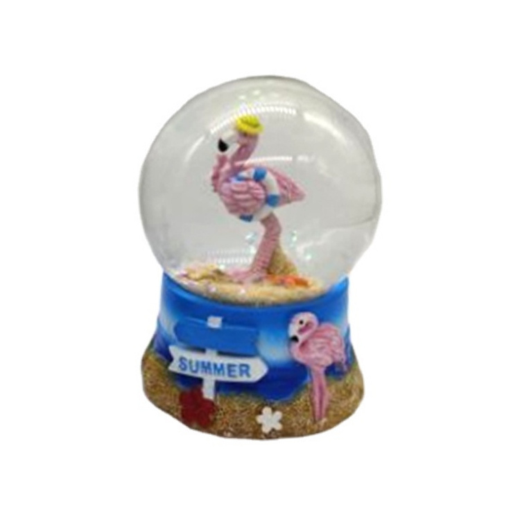 Tourist souvenir beach water globe  flamingo snow globe glitter resin water ball