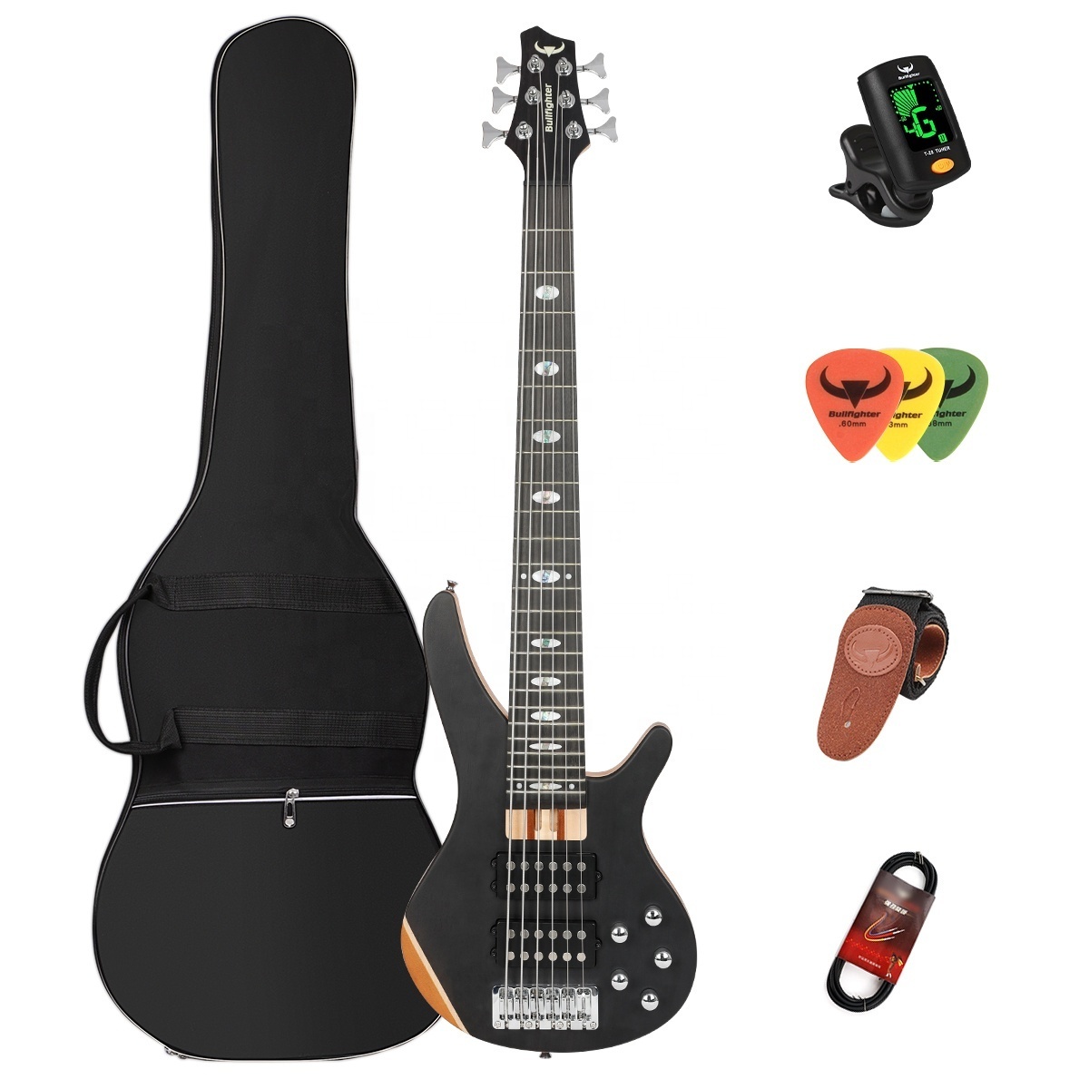 Hot sales musical instruments DB-6 solid body Chocolate Color guitare Bass kit Active Pickup 6/7 strings Electric Bass Guitar