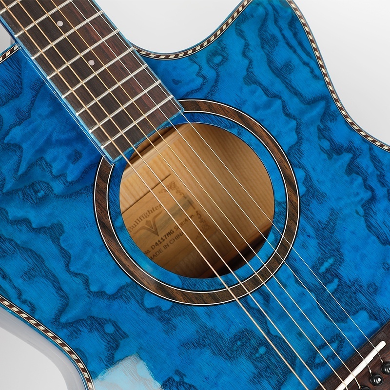 China OEM Bullfighter D-4117NG Original Design 41inch 6 Strings Cutway Blue Electric Korean Ash Top Laminated Acoustic Guitar