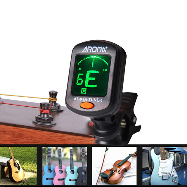 Aroma AT-01A Guitar Tuner Clip-On Digital Electronic Tuner Acoustic with LCD Display Tuner for Guitar, Bass, Violin, Ukulele