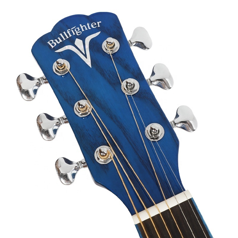 China OEM Bullfighter D-4117NG Original Design 41inch 6 Strings Cutway Blue Electric Korean Ash Top Laminated Acoustic Guitar