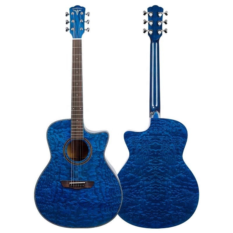 China OEM Bullfighter D-4117NG Original Design 41inch 6 Strings Cutway Blue Electric Korean Ash Top Laminated Acoustic Guitar