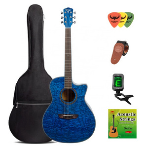 China OEM Bullfighter D-4117NG Original Design 41inch 6 Strings Cutway Blue Electric Korean Ash Top Laminated Acoustic Guitar