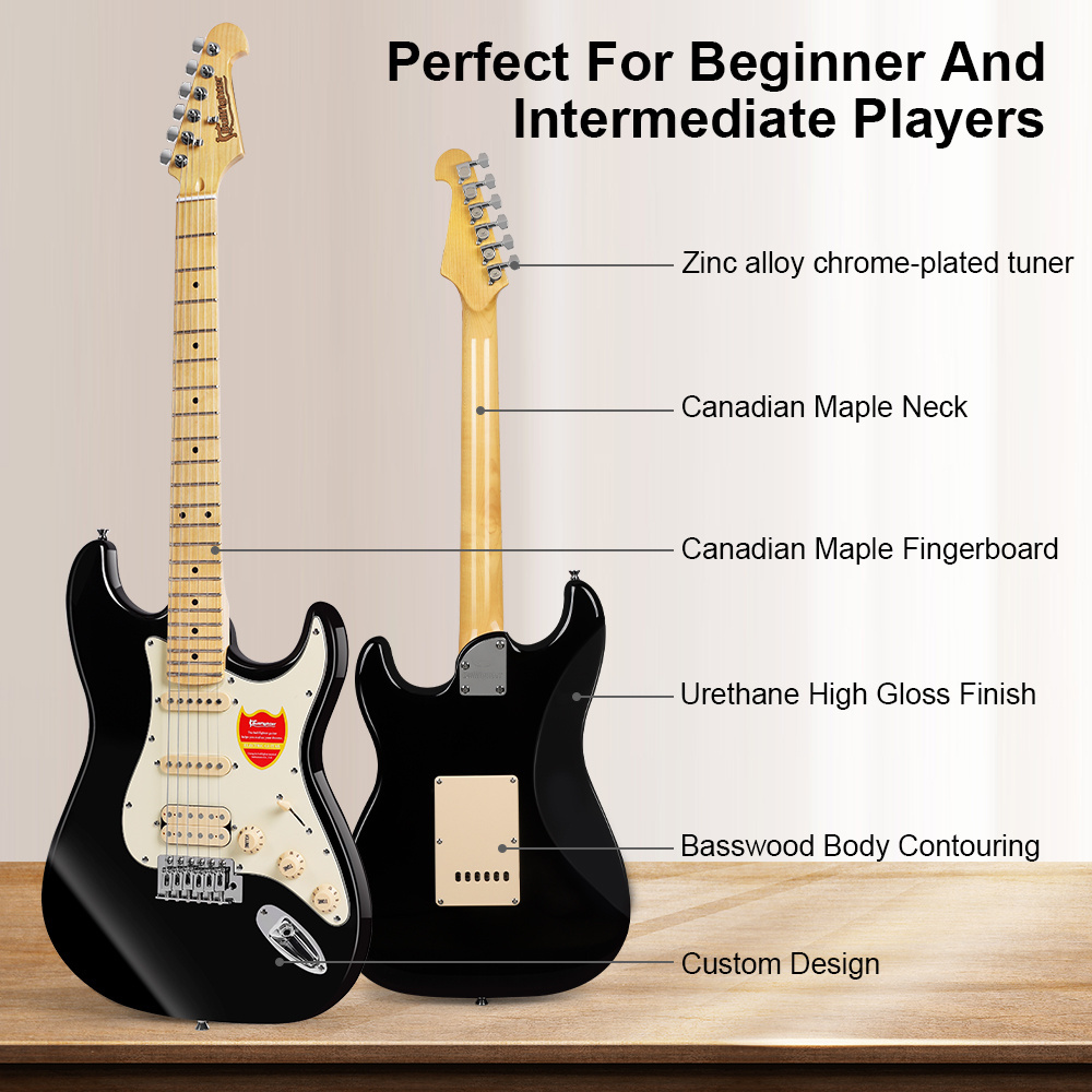 Bullfighter D120 High-Gloss Urethane Electric Guitar Professional Poplar Wood ST 6 String Diy Electric Guitar Kit