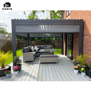 Popular style waterproof electric shutter roof gazebo villa outdoor aluminium gazebo customized